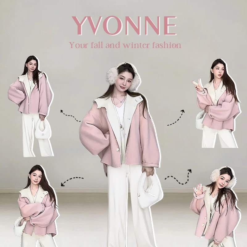 IS YVONNE / 初雪大衣 娇贵少女定制色！初剪羔羊毛双面呢大衣