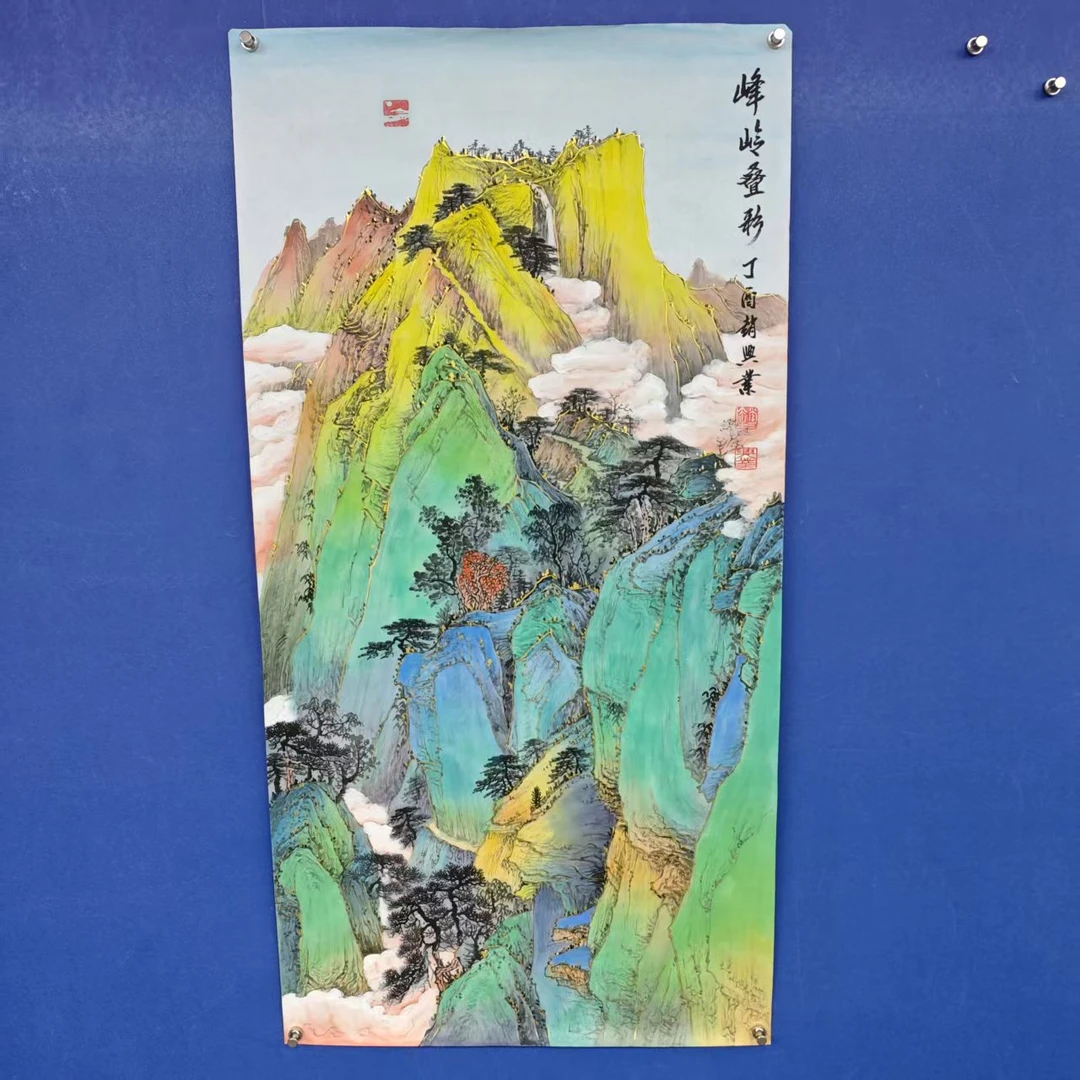 赵兴业《金碧山水》四尺竖宣纸 136*68cm -天美