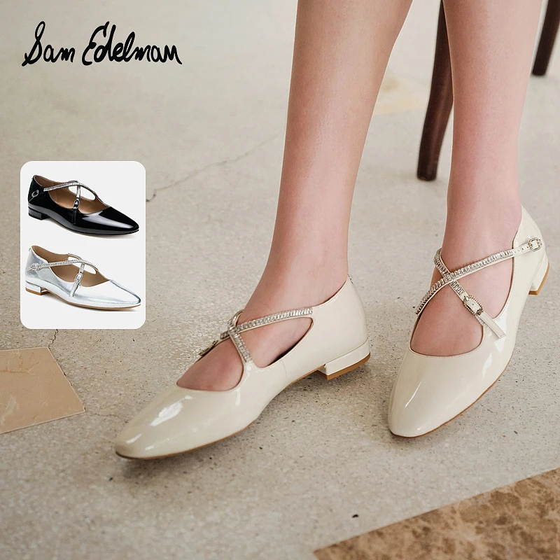 SAM EDELMAN山姆爱德曼春夏交叉扣带银色玛丽珍鞋单鞋女FABIOLA