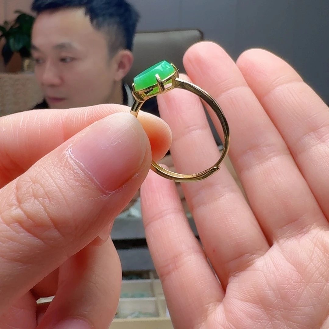 翡翠戒指银S925镶嵌天然