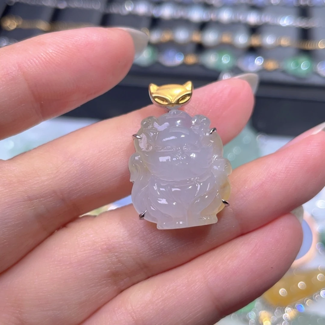 颈饰18K金镶嵌翡翠翡翠