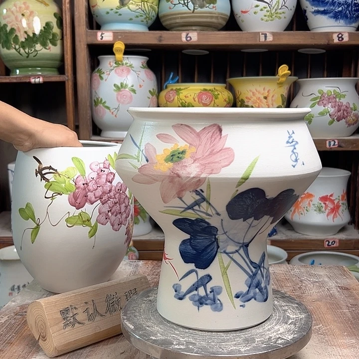 陶高脚荷花新款新款陶瓷陶瓷