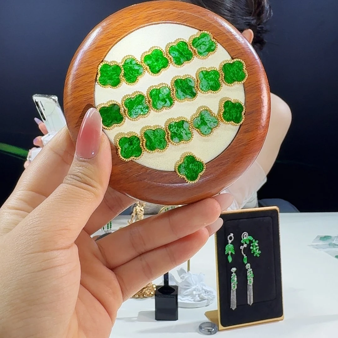 翡翠银S925镶嵌耳饰多样性发货发其一发一对925镶嵌