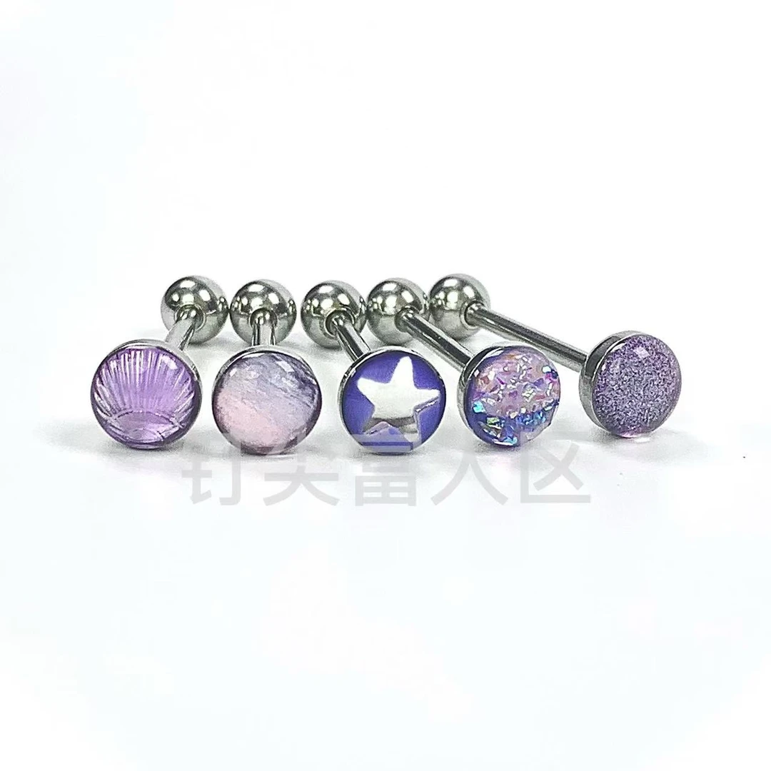 小众钛钢材质外螺纹爆闪舌钉舌头网感辣妹饰品人体女穿刺饰品