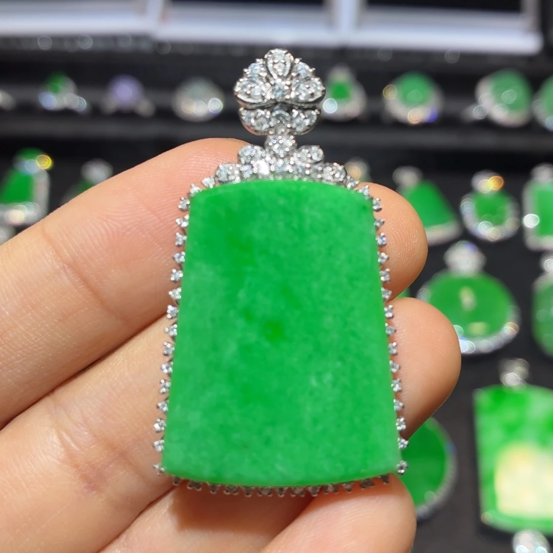 翡翠18K金镶嵌吊坠(不含链)翡翠