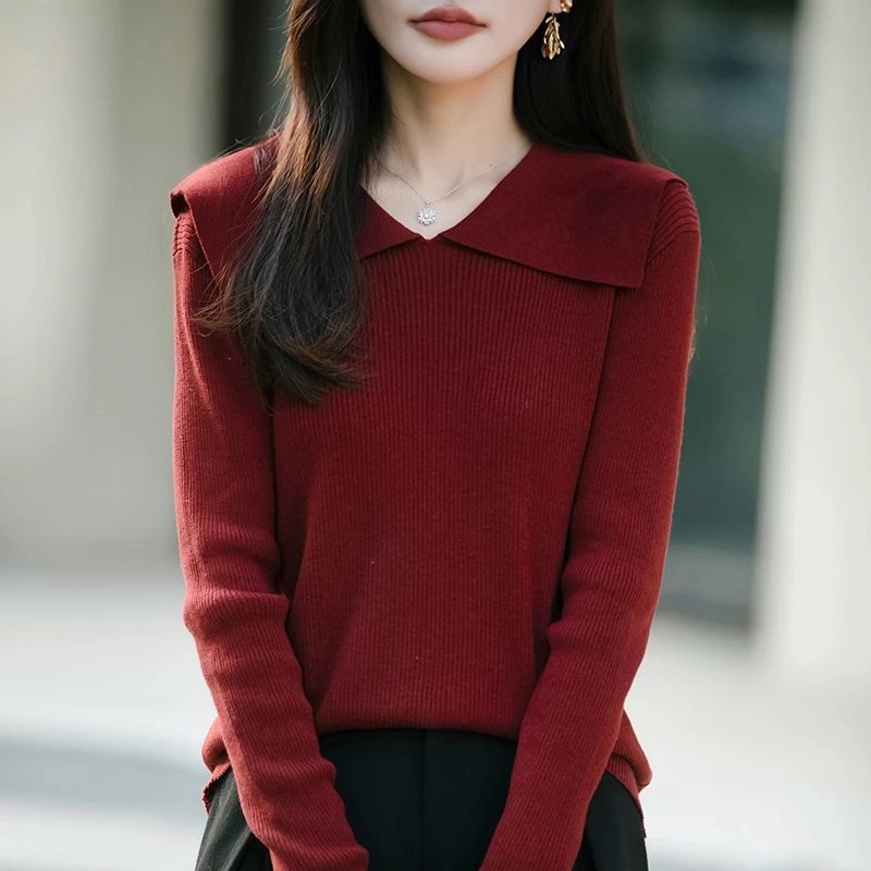 哥弟阿玛施正正品轻奢高级小众女装时尚气质感针织衫女海军领上衣