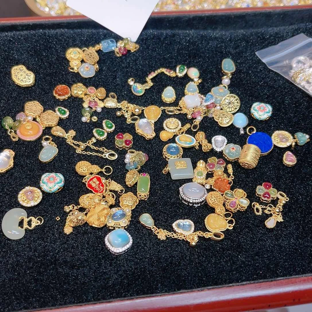 紫晶珠宝半成品银S925镀金镶嵌173