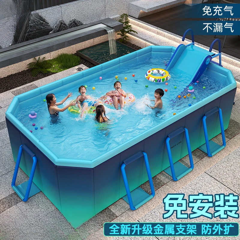嘉述新品免充气游泳池儿童户外折叠加厚款耐磨泳池婴儿滑梯戏水池