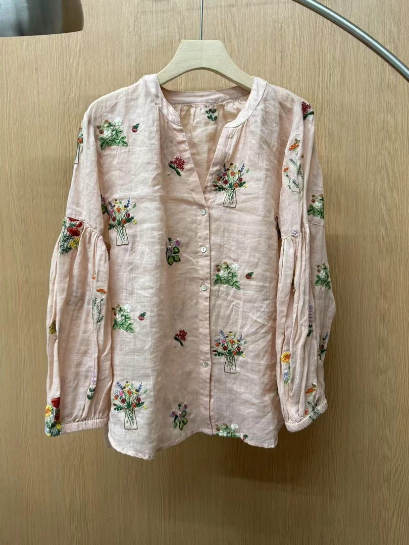 【2025】暖暖推荐-90022花花-100支苎麻衬衣