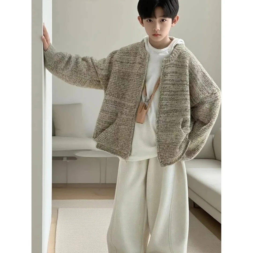 男童套装3-5岁秋装男童针织外套套装秋季2025新12岁男童秋装套装