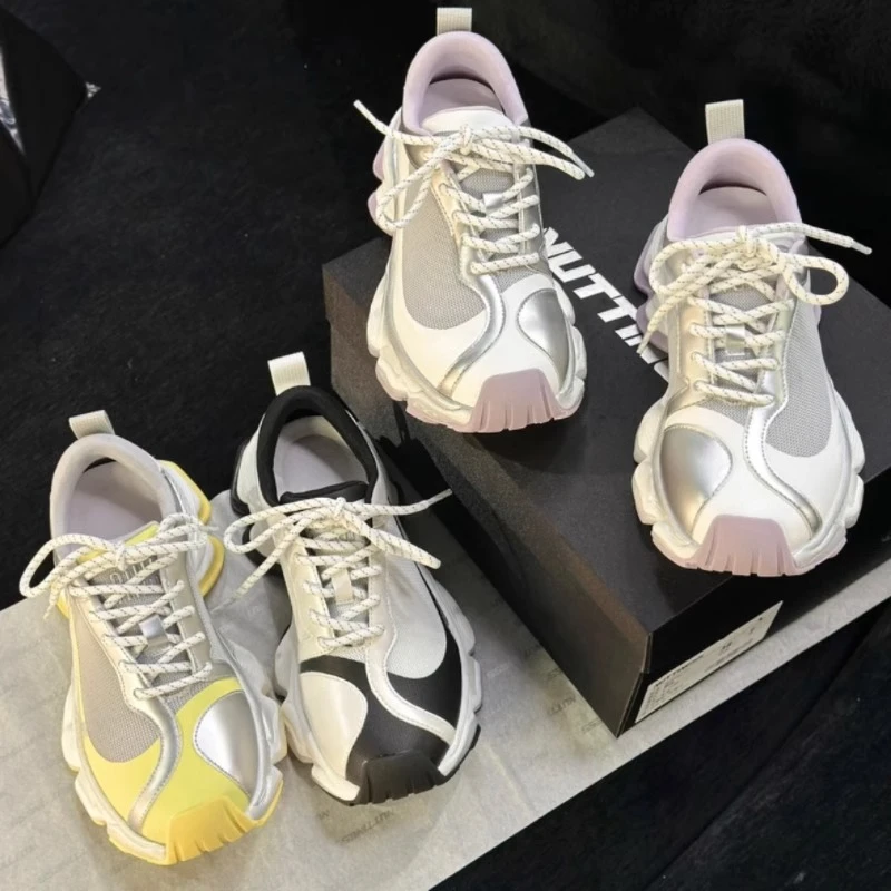 气垫老爹鞋2025春夏季网面透气厚底气囊大底运动休闲老爹下鞋女