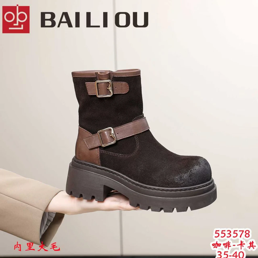 553578厚底马丁靴2秋冬季新款欧洲站侧拉链女短靴子