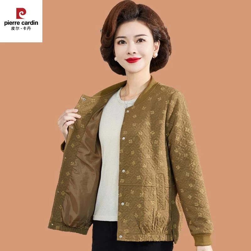 皮尔卡丹中年妈妈秋装外套时尚洋气上衣2025新款中老年女春秋短款