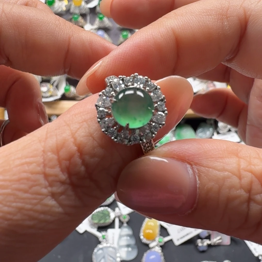 翡翠银S925镶嵌戒指147