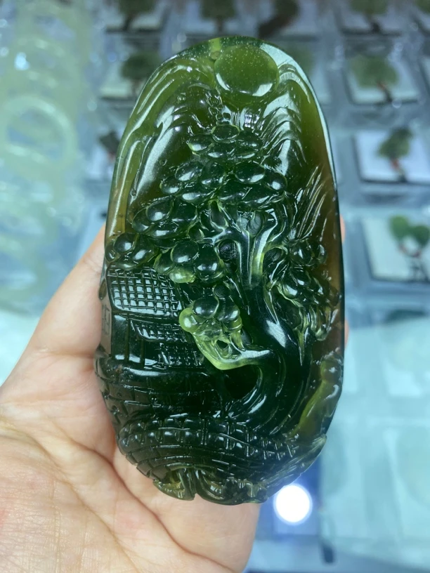 家居摆件创意中国风手工玄关纯手工雕刻山水