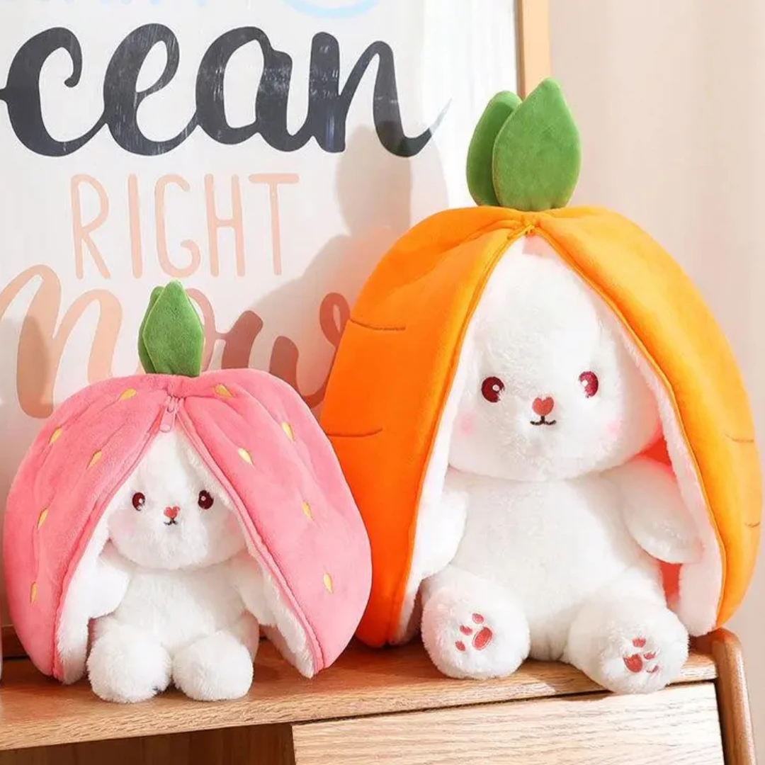 可爱水果兔子变身公仔草莓胡萝卜兔子玩偶抱枕