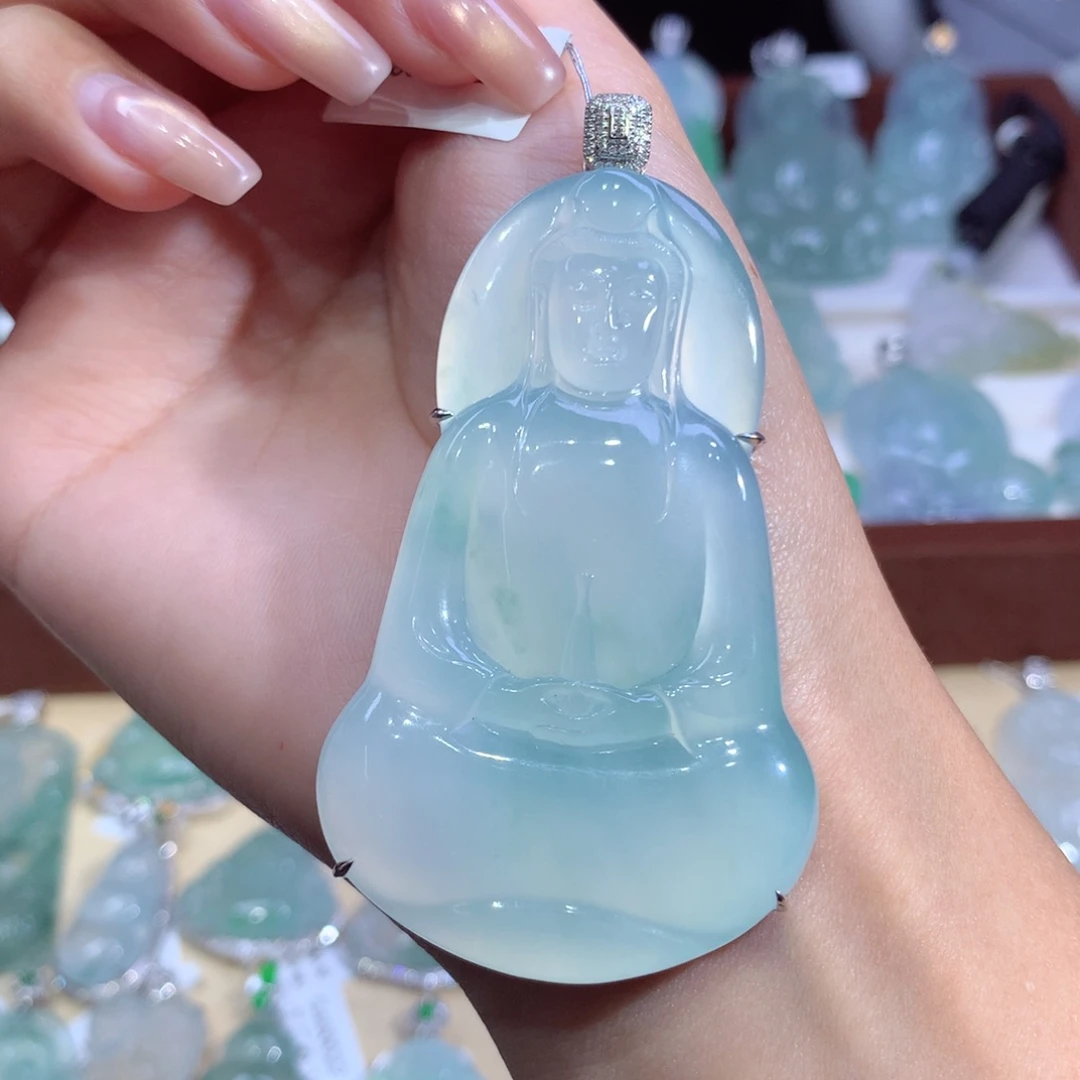 吊坠(不含链)18K金镶嵌翡翠