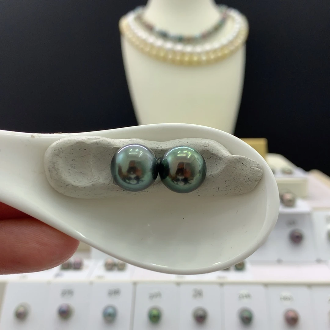 定制海水珍珠裸珠未镶嵌孔雀绿13mm