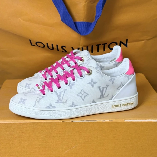 95新 LouisVuitton/路易威登 Frontrow 白粉低帮板鞋 35.5码