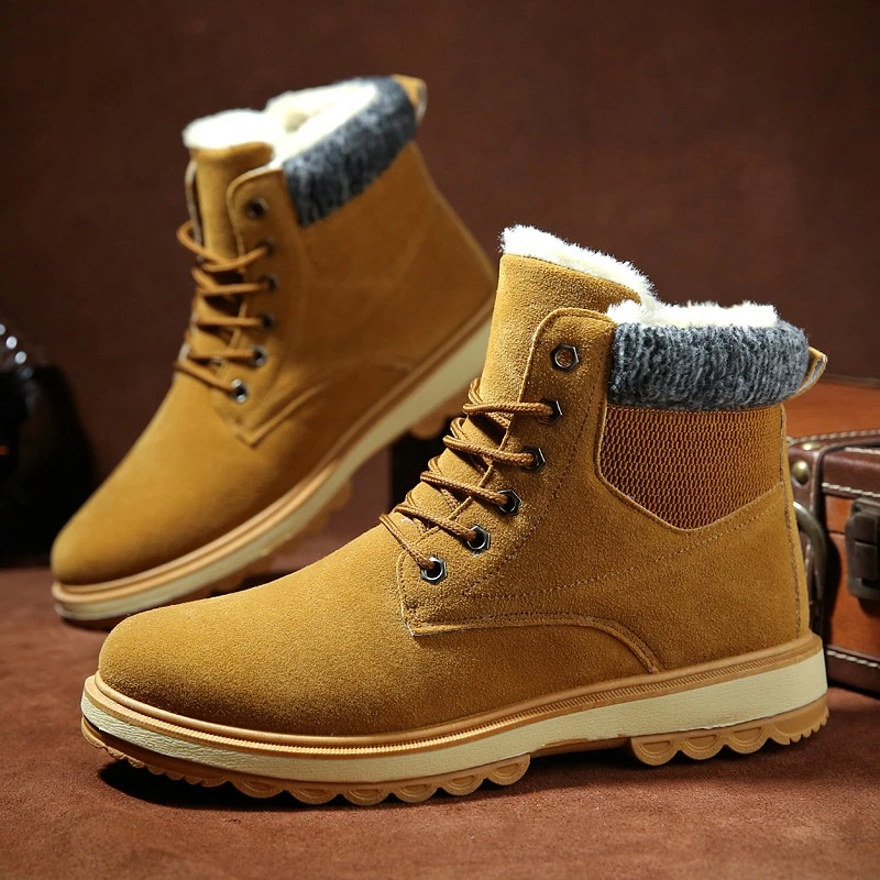 冬季男士加绒保暖过冬高帮防滑厚底雪地靴加厚老年老人爸爸鞋棉鞋