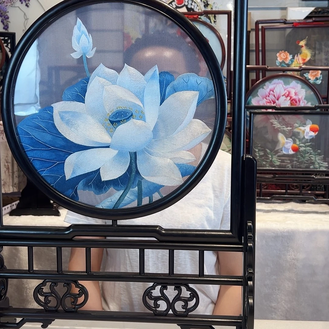 织绣苏绣摆台檀木