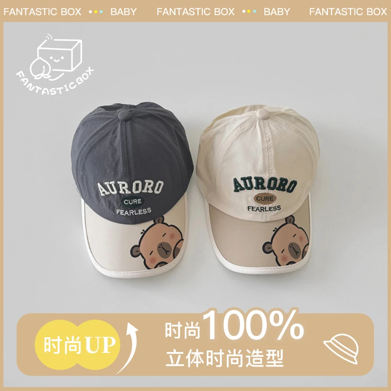 儿童帽子2025春夏新款速干小熊鸭舌帽男女童防晒宝宝棒球帽