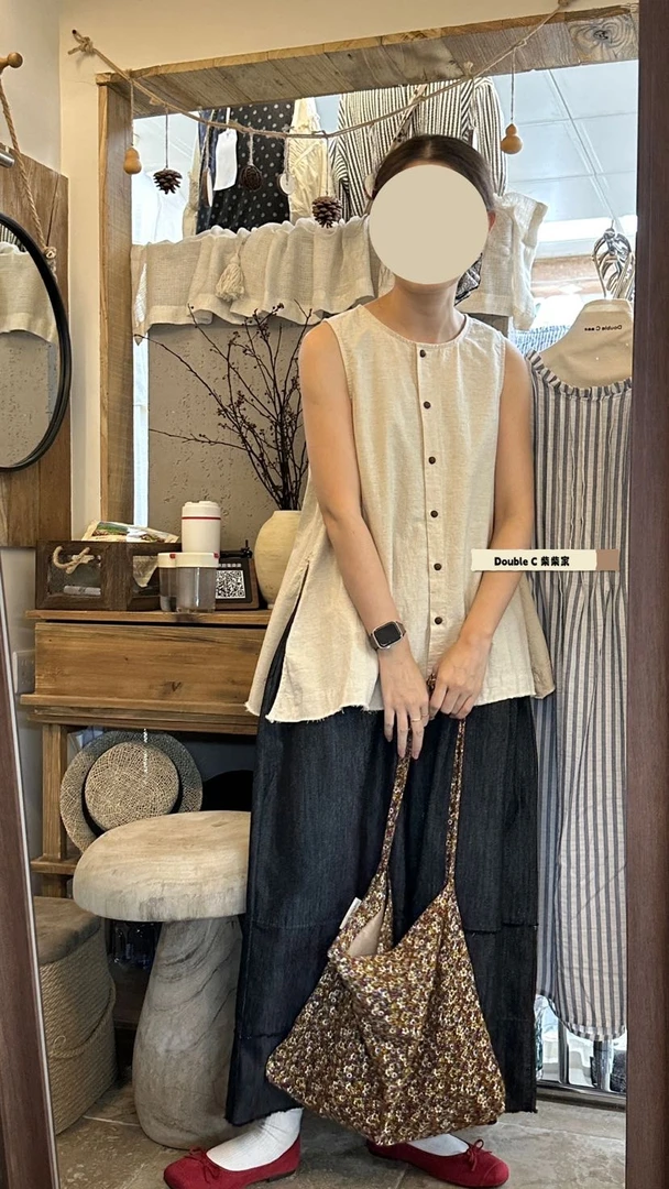 叨叨推荐款 CHAI#97612#侧开叉无袖背心上衣  FL