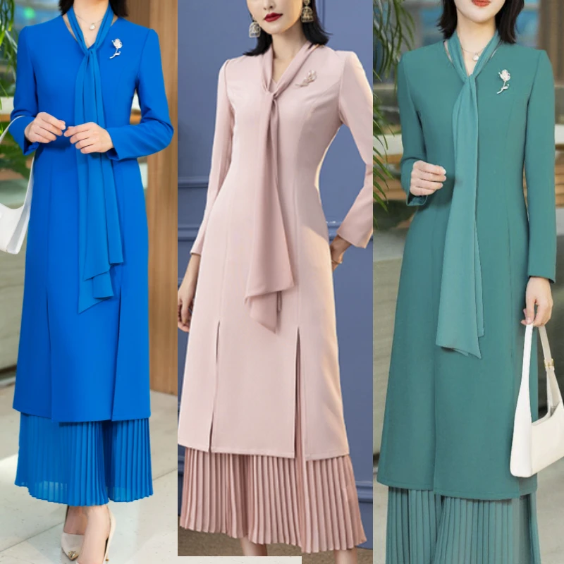 简约大气优雅洋气衣服女连衣裙2025新款气质通勤显瘦长袖裙子女