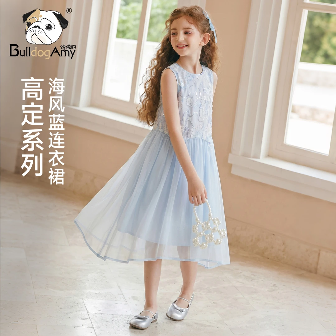 馋嘴狗童装女童人鱼公主礼服连衣裙2026夏季新款洋气绣花百搭裙子