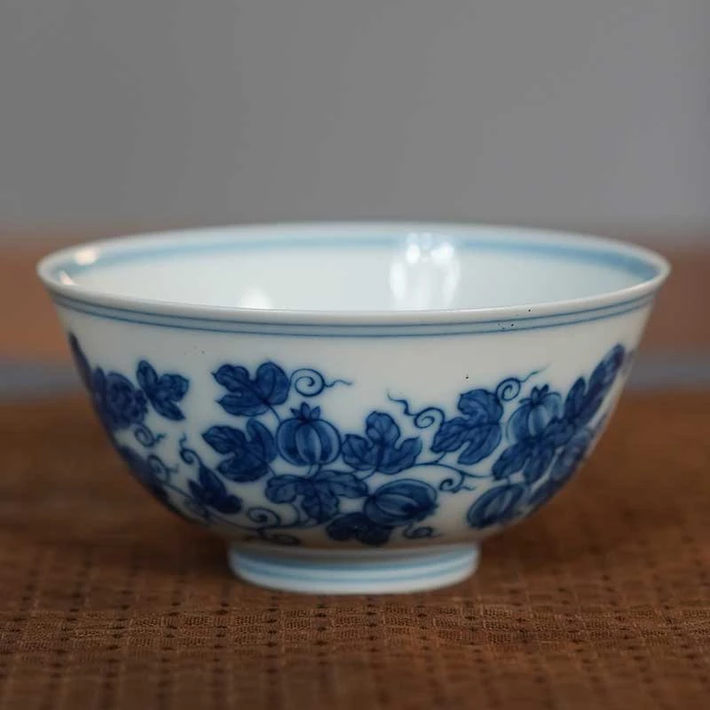 陶瓷青花瓜果纹宫碗