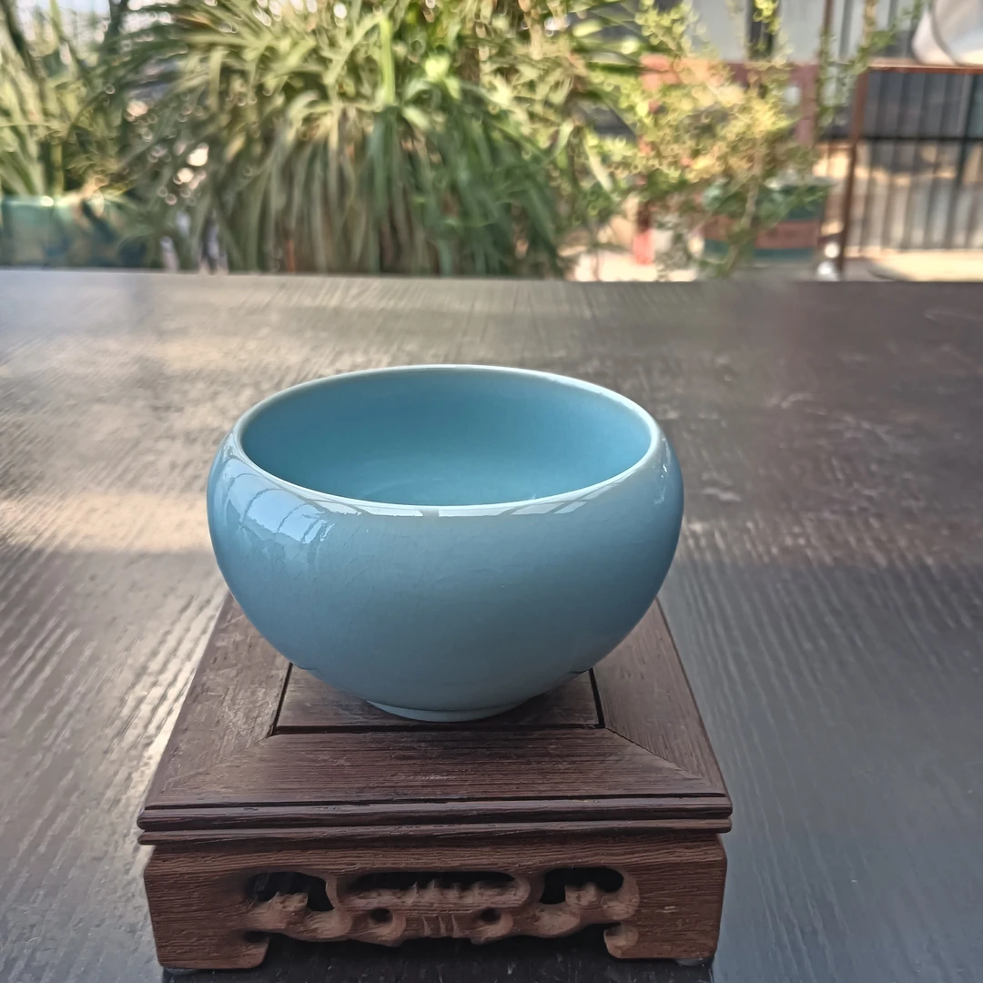 汝窑原矿原釉支钉卧足禅定茶杯