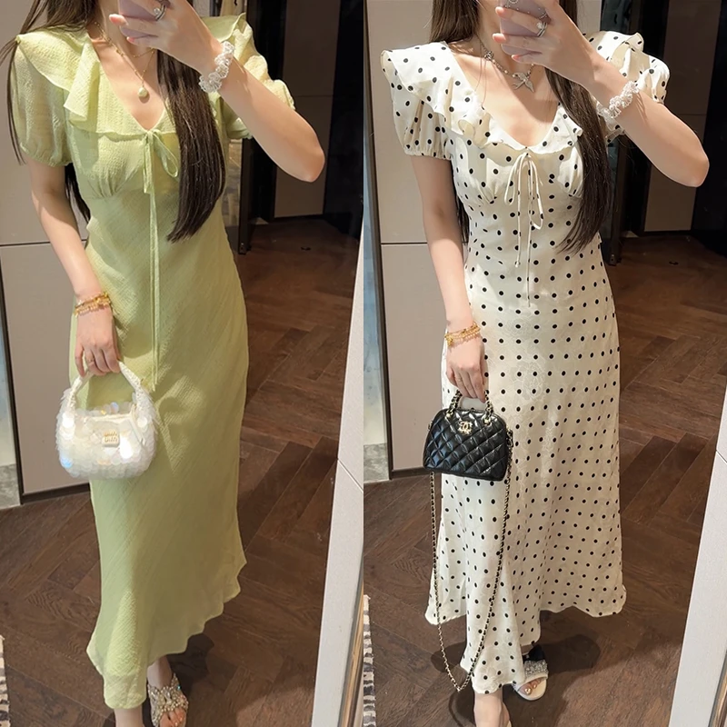 【mimius】婷婷 绿色年华-法式荷叶边收腰连衣裙 G04446