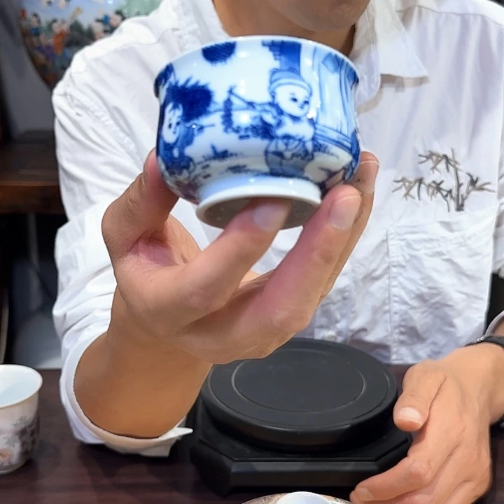 景德镇主人杯竹报平安手工