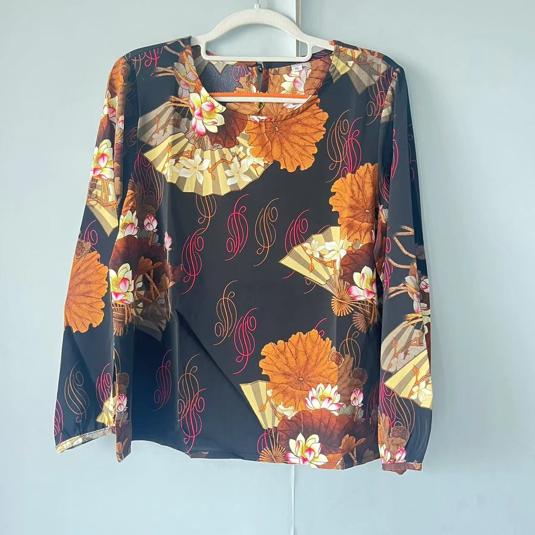 009圆领长袖春秋黑黄妈妈装