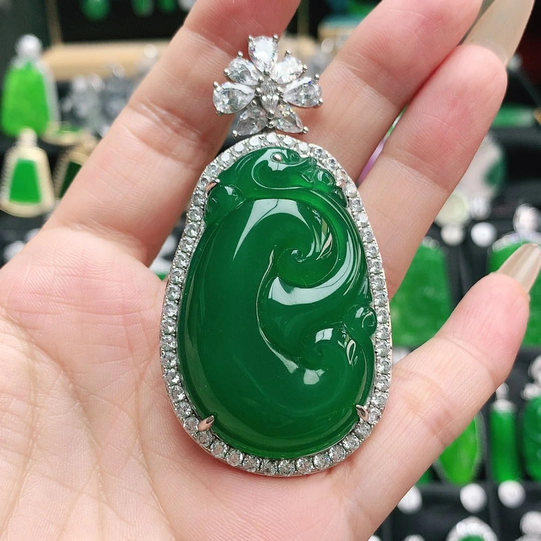 玛瑙/玉髓吊坠银S925镶嵌