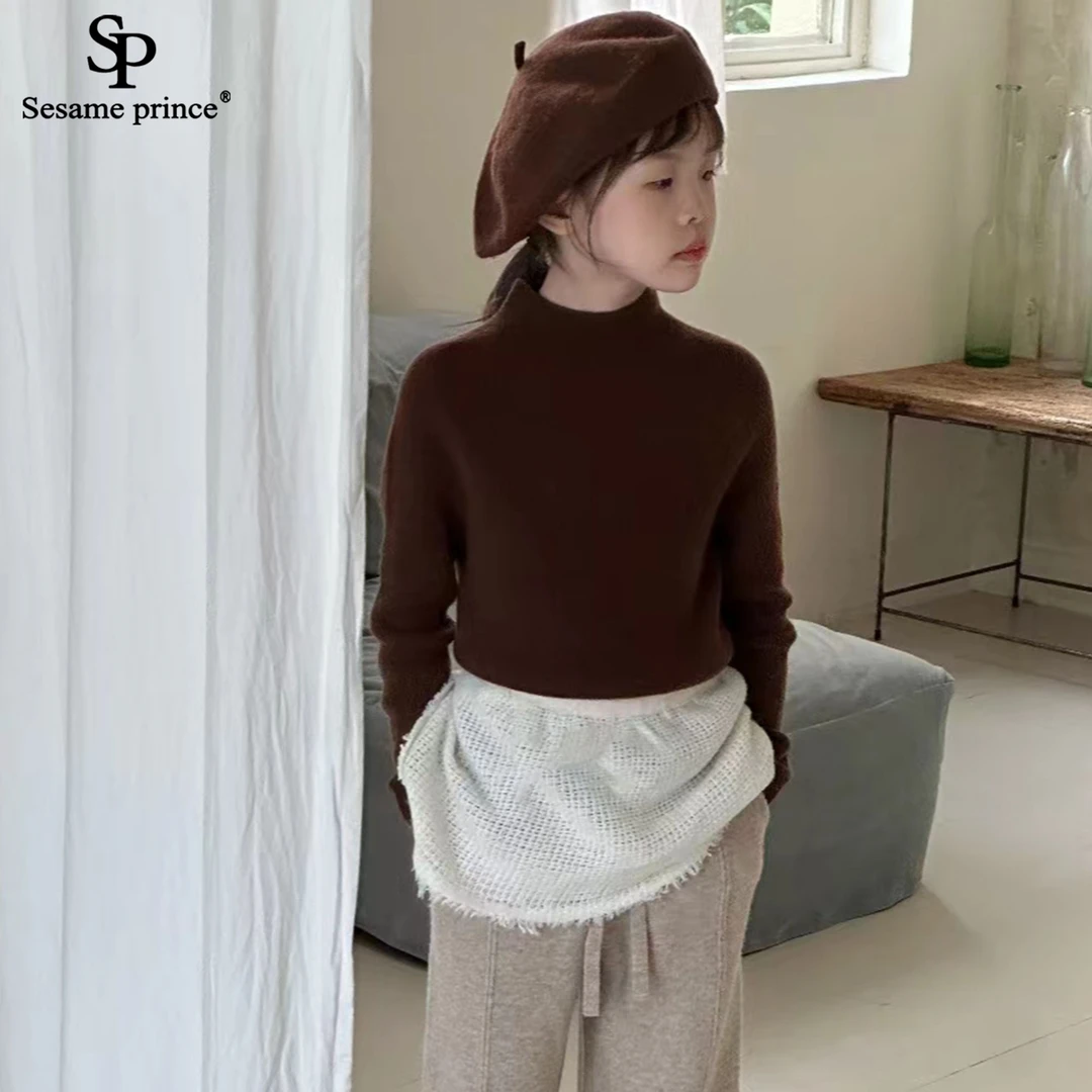 SP【100%纯山羊绒】秋冬半高领简约风一体成衣男女童羊绒衫HIC230