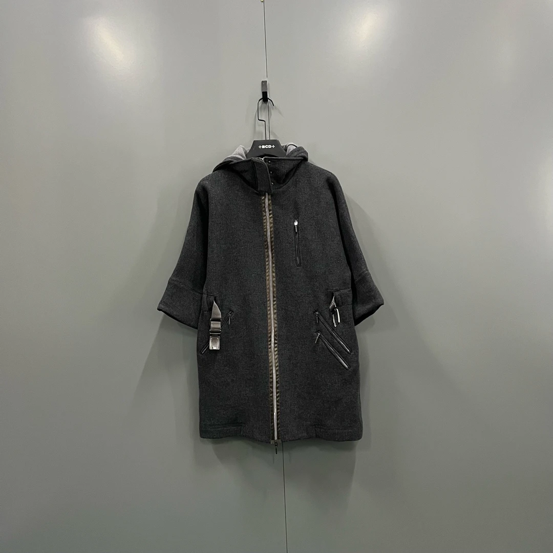 99新 MaxMara zz2 〔wz〕深灰色连帽大衣 36码/305430