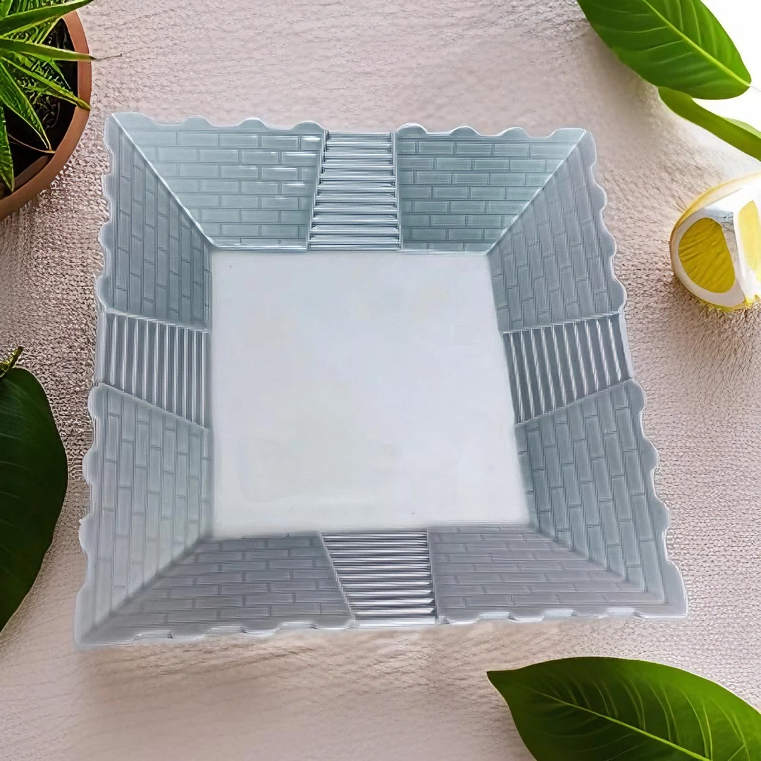 257.默认微瑕简约格调长方形四方陶瓷盘家用正方形盘子8英寸20cm