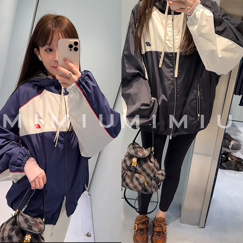 【mimius】U miu系设计感运动休闲拼色拉链连帽外套 G09270