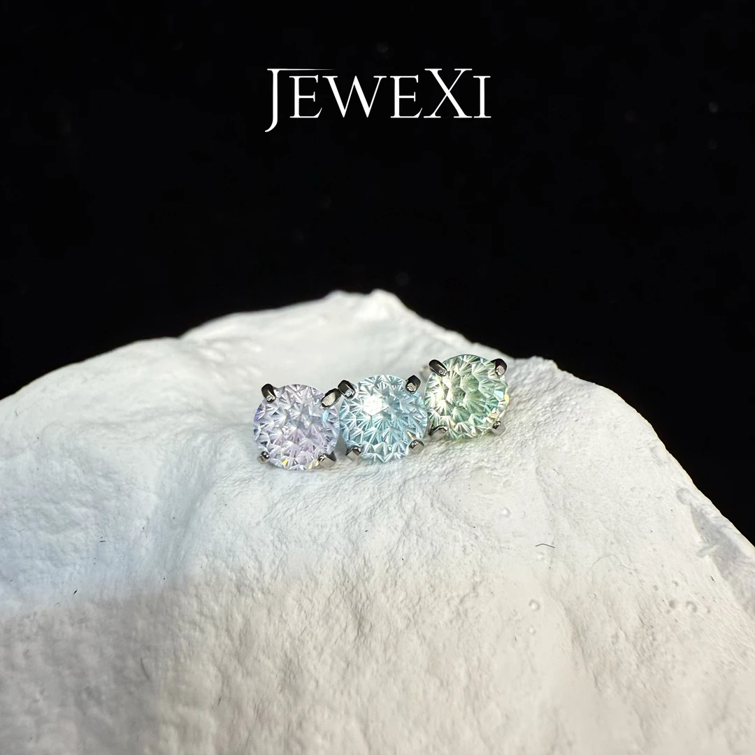 钛钢锆石耳饰 【JeweXi】4mm夹心天火切百搭钛钢耳钉高级简约耳骨钉