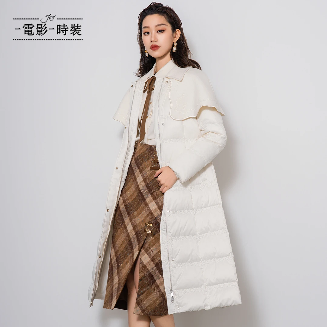 【九月专属】一电影一时装冬季长款拼接披肩长款羽绒服FEDI141633