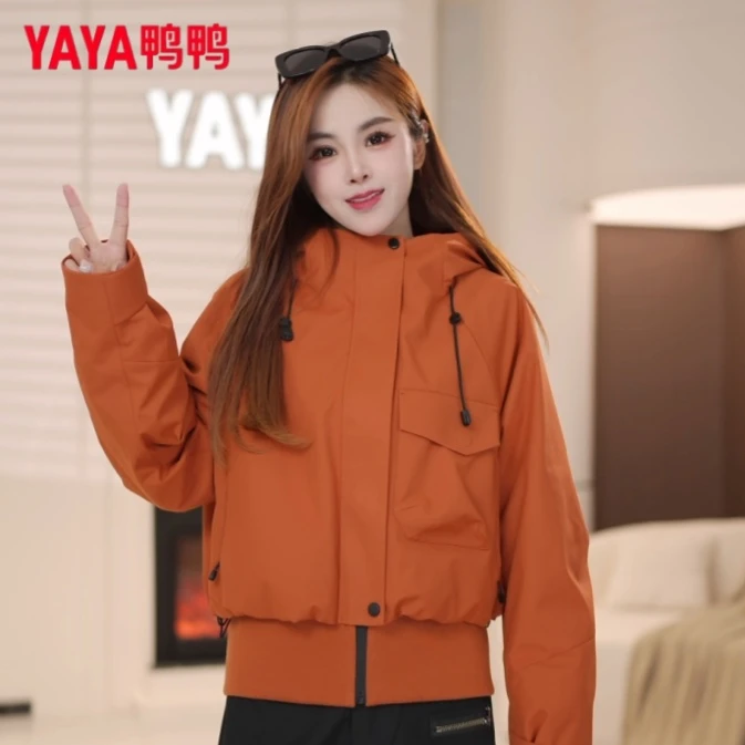 YAYA/鸭鸭女2025新款宽松拼接螺纹休闲百搭外套YE5B605735H