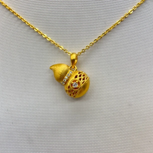 足金饰品/镶嵌合成锆石镂空葫芦（不含链）/1.50/B122506-1.50/h