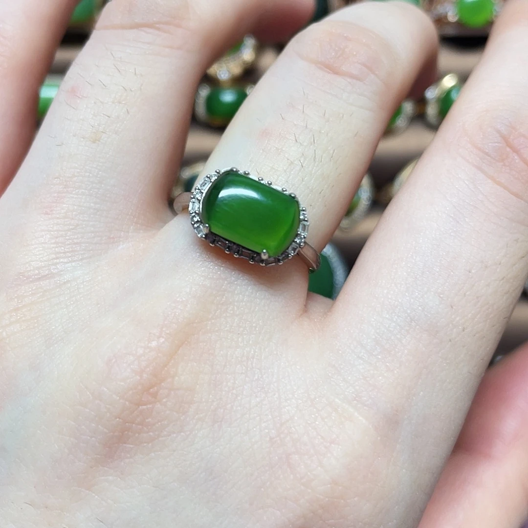 和田玉（碧玉）银S925镶嵌吊坠(不含链)