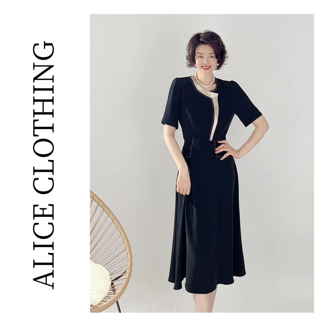 1ALICE 时装周连衣裙轻奢醋酸 优雅线条 S2138060W