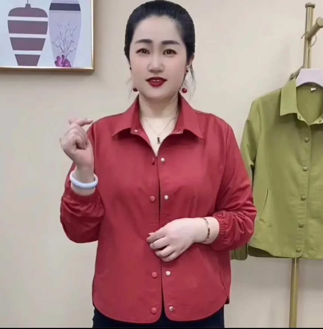 春末夏初新款时尚洋气休闲百搭气质显瘦中年妈妈装单层薄外套