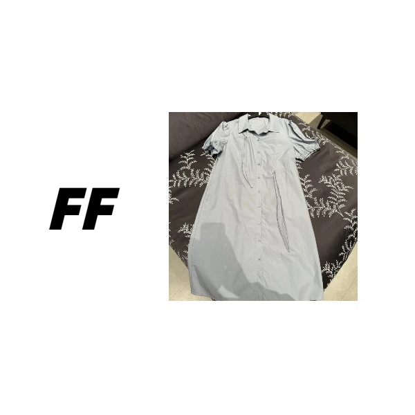 【B50402】夏装收腰抽绳宽松衬衫中长款连衣裙