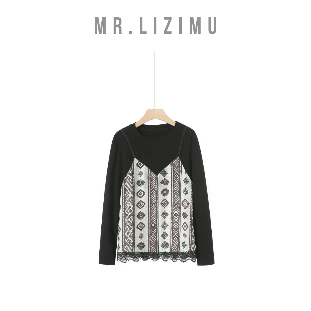 李子木先生洋气休闲装T恤秋装女款爆款2025新款百搭老钱风女装