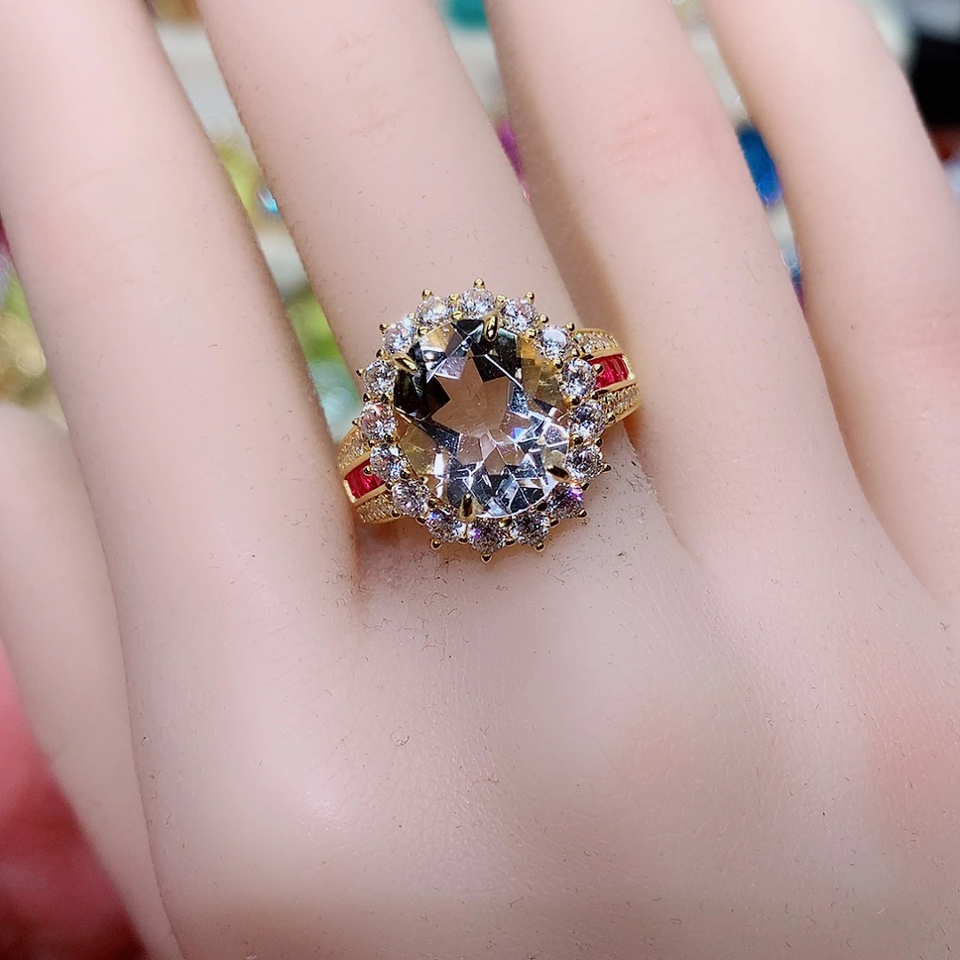 银S925镶嵌戒指水晶