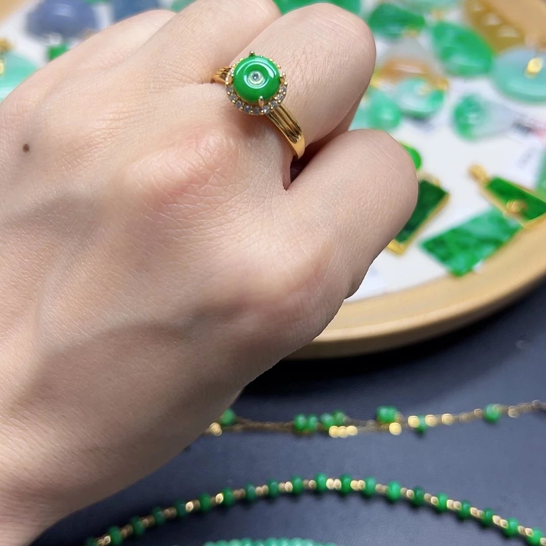 翡翠戒指银S925镶嵌天然缅料A货一件